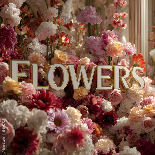 Luxury Floral Flowers Typography Background