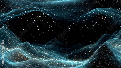 Blue analytical wave layers forming smooth flowing curves with a spacious blank center zone designed for corporate dashboards, business presentations, metric reports, and SaaS data interfaces