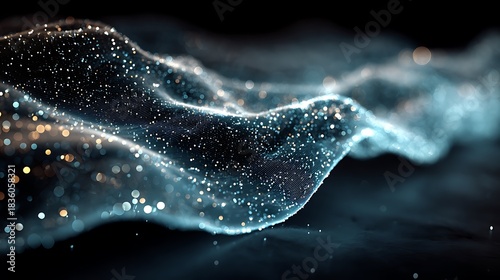 Futuristic blue data wave with flowing lines and glowing analytical curves, featuring a wide clean space in the center for business dashboards, reporting templates, and presentation layouts