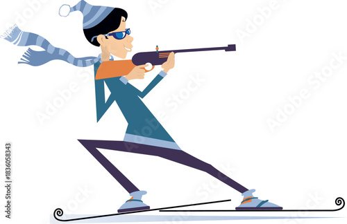 Shooting in the stand position biathlon competitor woman