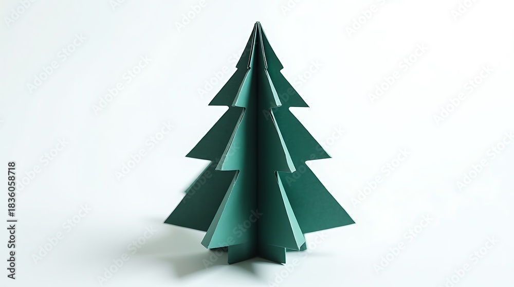 Fototapeta premium Origami Christmas Tree on White Background
