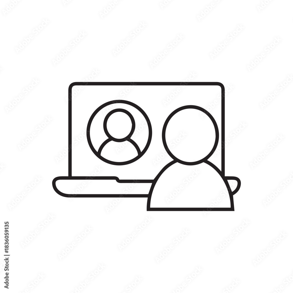 Fototapeta premium Online Meeting Laptop Icon – Video Conference