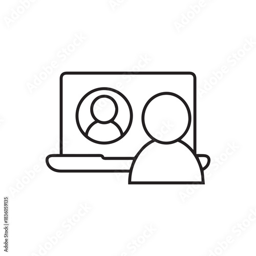 Online Meeting Laptop Icon – Video Conference