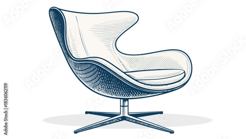 Stylish egg chair sketch for modern interiors, conveying comfort and design, perfect for home decor or architectural presentations, beautiful furniture piece