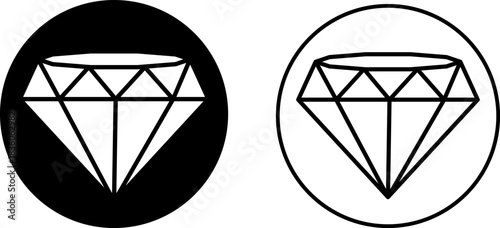 Two diamond icons one black one white inside ovals
