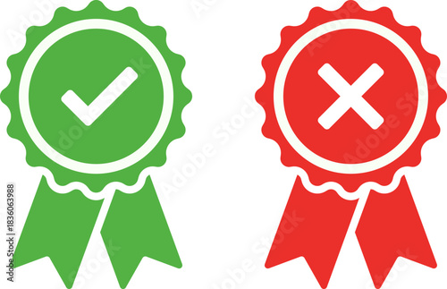 Green checkmark and red x ribbons symbolizing yes and no