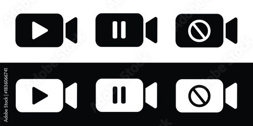 Vintage film camera icon on tripod for cinema and movie production