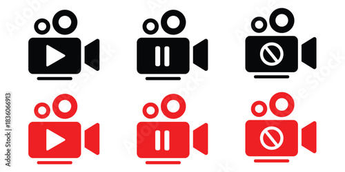 Video camera icon clipart element. stroke art design graphics