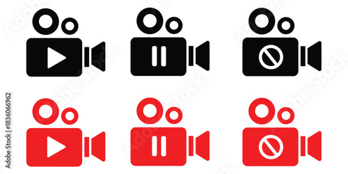 Video camera icon clipart element. stroke art design graphics