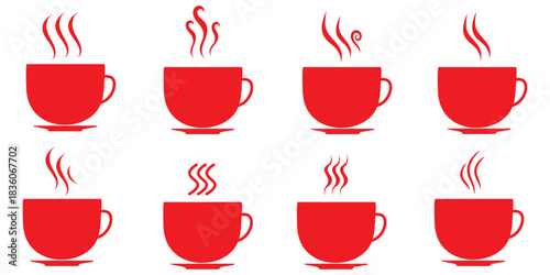 Smoke steam icon set vector. Hit stink, coffee, fragrance flame elements. Smoke smell, steam aroma heat symbol. vector illustration.