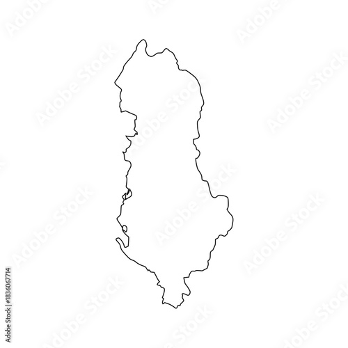 Albania outline map. Albania map vector. Albania map on white background for educational materials, infographics, presentations, data visualization, travel graphics, and digital mapping projects