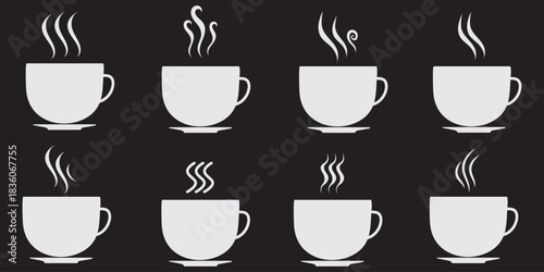 Smoke steam icon set vector. Hit stink, coffee, fragrance flame elements. Smoke smell, steam aroma heat symbol. vector illustration.
