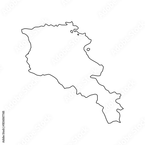 Armenia outline map. Armenia map vector. Armenia map on white background for educational materials, infographics, presentations, data visualization, travel graphics, and digital mapping projects