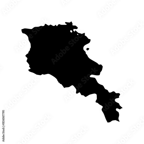 Armenia silhouette map. Armenia map vector. Armenia map on white background for educational materials, infographics, presentations, data visualization, travel graphics, and digital mapping projects