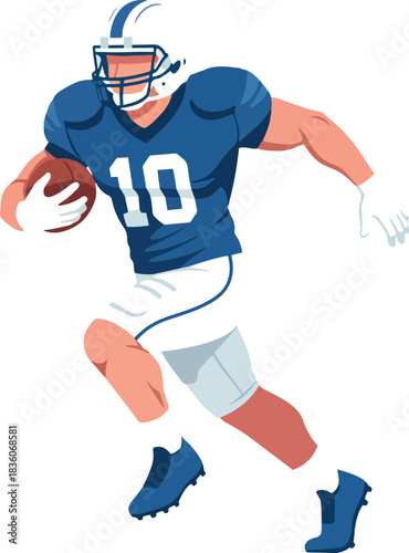 Football Player Running with Ball in Match Action