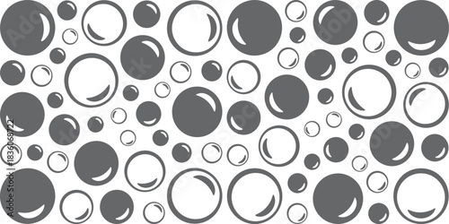 Grey Bubbles Pattern on White Background soap water