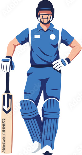 Cricket Player Holding Bat Ready for Match Action