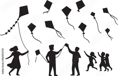 children playing silhouette