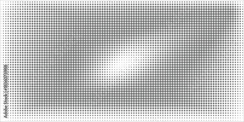 Hexagon halftone gradient texture. Abstract black grunge background. Geometric retro halftone tech overlay. Fading wavy hexagonal pattern backdrop. Vector vanishing honeycomb grunge bitmap wallpaper