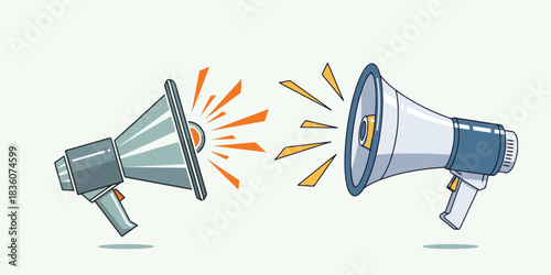 3D illustration of an isolated megaphone icon on a white background used as a loudspeaker bullhorn for public announcements, news, and communication