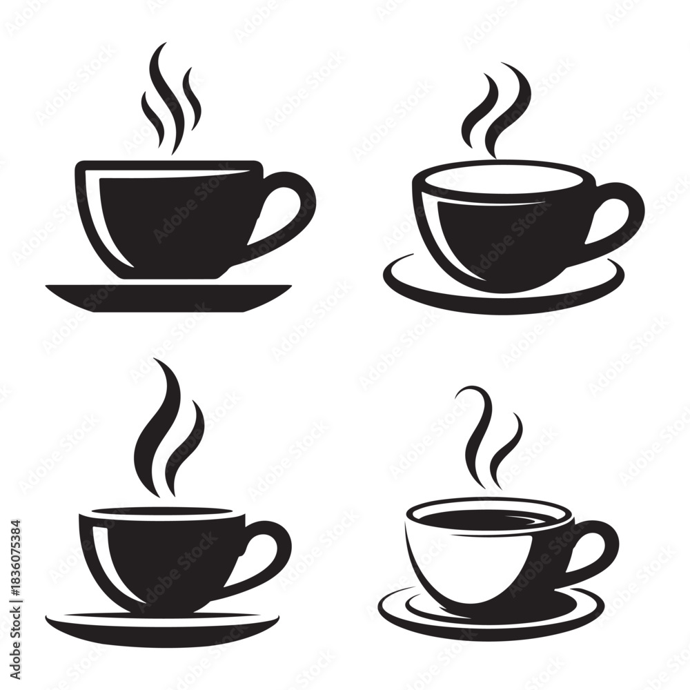 Obraz premium Minimal Coffee Cup Silhouette Vector Graphic