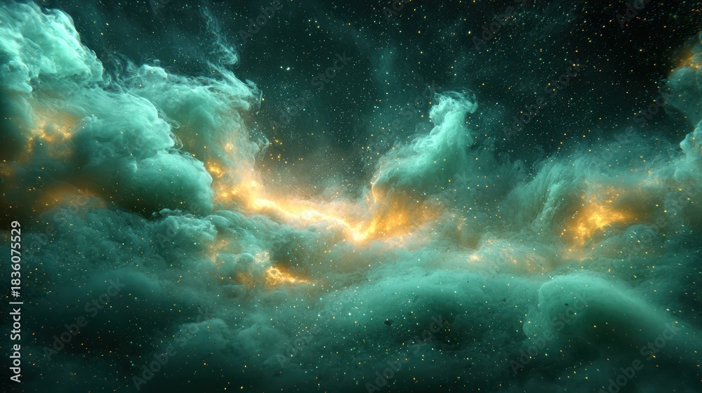 Obraz premium Abstract ethereal artwork with glowing light amongst swirling turquoise clouds