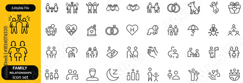 Family Relationships Icon Set. Premium Icons for Parenting, Sibling Bonds, Family Ties, and Emotional Connections.
