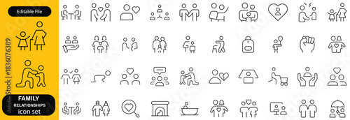 Family Relationships Icon Set. Premium Icons for Parenting, Sibling Bonds, Family Ties, and Emotional Connections.