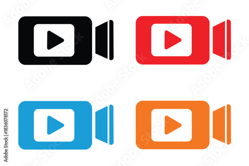 Vintage film camera icon on tripod for cinema and movie production