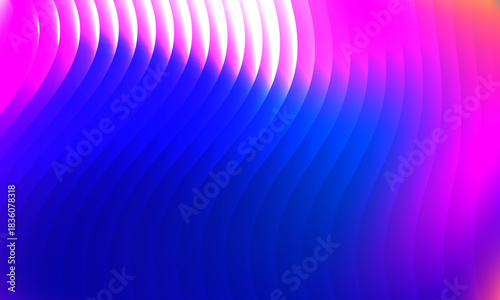 Neon ripple glass gradient in magenta, violet, ember orange on deep midnight. Sharp ribbed distortion, cinematic glow; futuristic texture background, vector illustration