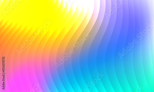 Neon ripple glass gradient in magenta, violet, ember orange on deep midnight. Sharp ribbed distortion, cinematic glow; futuristic texture background, vector illustration