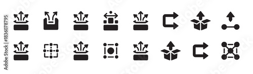 Arrows from box icon set for business strategy and marketing distribution concept