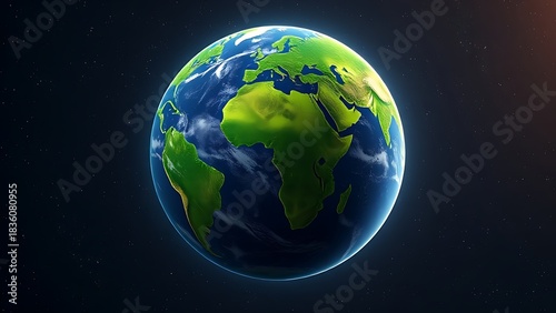 Earth globe floating in starry space, representing our planet's beauty and vastness.
