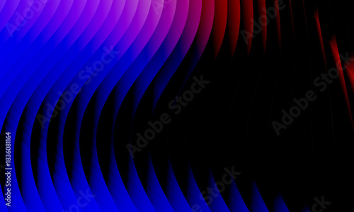 Neon ripple glass gradient in magenta, violet, ember orange on deep midnight. Sharp ribbed distortion, cinematic glow; futuristic texture background, vector illustration