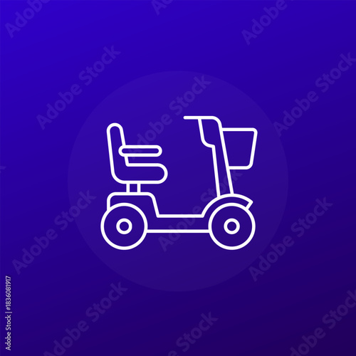 mobility scooter icon, electric wheelchair line design