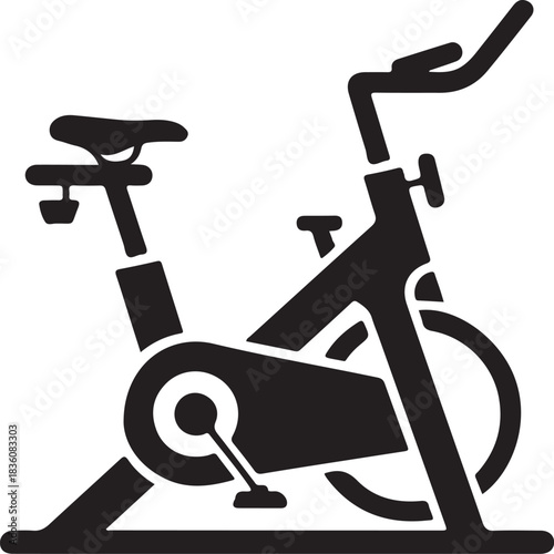 Simple black exercise bike icon minimalist fitness equipment outline silhouette