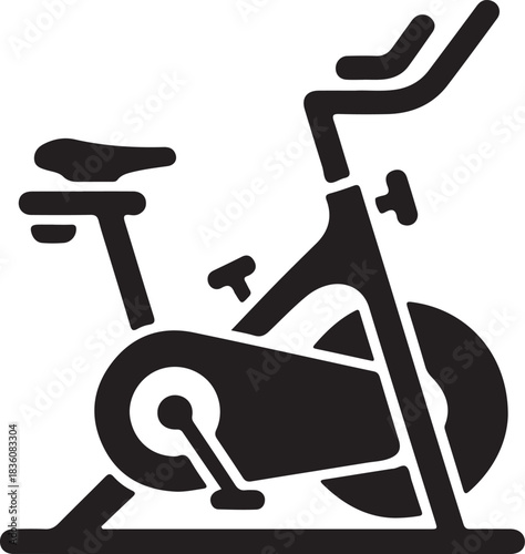 Simple black exercise bike icon minimalist fitness equipment outline silhouette