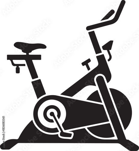 Stationary exercise bike icon for fitness, cardio, workout, and health concepts. indoor cycling equipment for gyms, home fitness, and athletic training