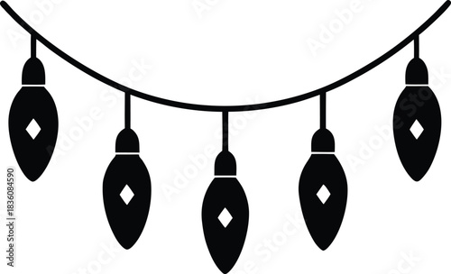 Black and white Christmas decorations with fishing hook elements