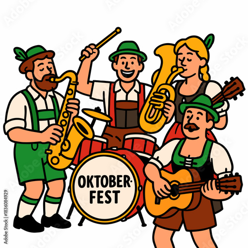 Bavarian band playing music at Oktoberfest celebration