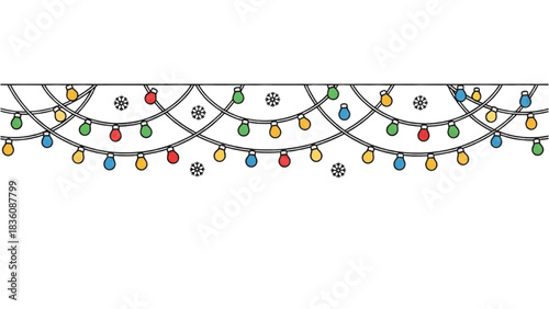 Festive String Lights A Colorful and Joyful Holiday Decoration with Snowflakes