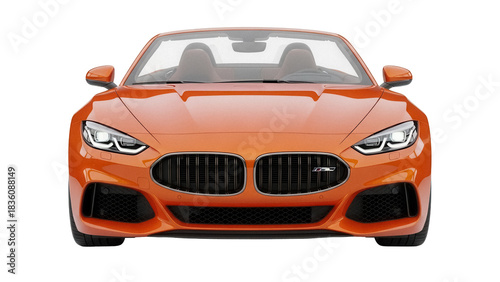 Konstfotografi Orange sports car PNG isolated on transparent background, modern convertible veh
