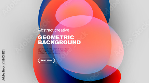 Abstract geometric background features vibrant overlapping circles. Gradient colors blend, creating modern visual appeal. Text present below shapes.