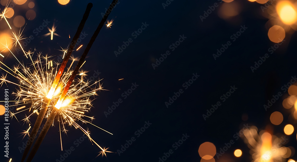 Fototapeta premium Sparkler Glow Background with Copy Space – Festive Light and Celebration Theme
