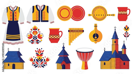 Polish folk art and cultural symbols depicting traditions and heritage
