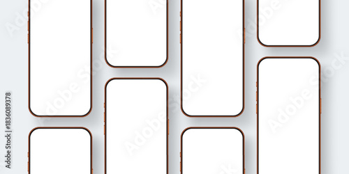 Blank smartphone screens for showing mobile app and UI design