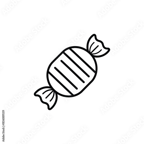 Striped candy wrapped in foil isolated on white background