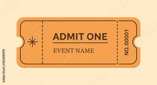 Vintage Admit One Ticket with Event Name Placeholder.