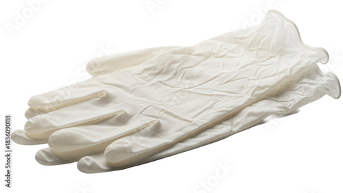 Tableau sur toile Pair of latex gloves isolated PNG on transparent background, medical examination