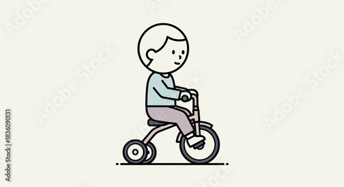 Child Riding a Tricycle A Simple and Joyful Illustration.